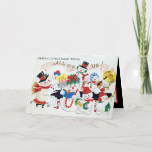 retro vintage Christmas snow Family add sentiment Holiday Card