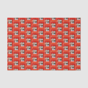 retro vintage Christmas snow kids tiled party  Tissue Paper