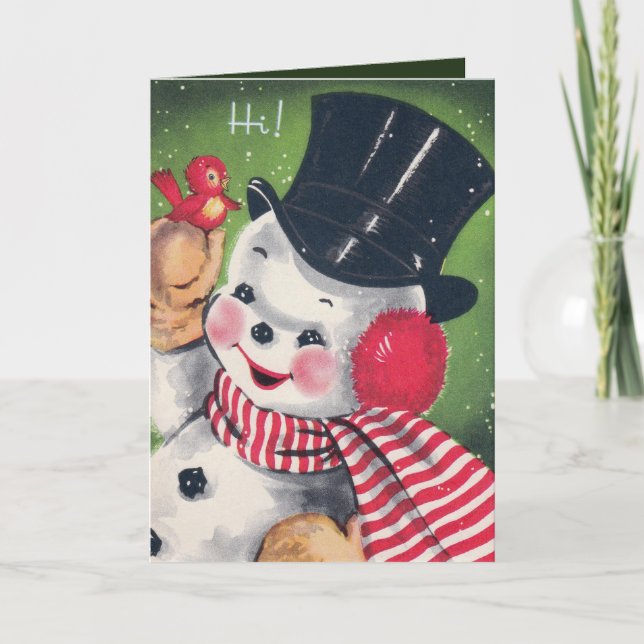 Retro Vintage Christmas snowman ajouter une carte  (Devant)