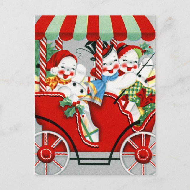 retro vintage Christmas snowman Holiday (Front)