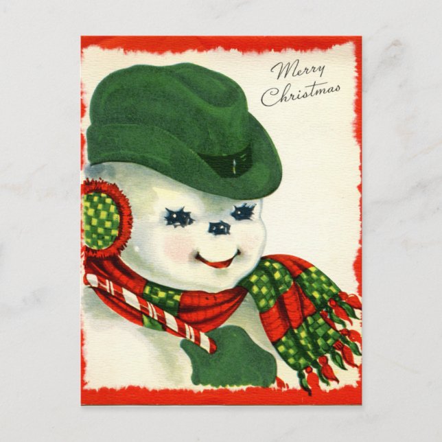 retro vintage Christmas snowman Holiday (Front)