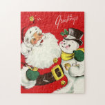 retro vintage Christmas snowman Holiday Jigsaw Puzzle<br><div class="desc">retro vintage Christmas snowman Holiday jigsaw puzzle</div>