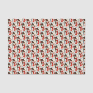 retro vintage Christmas snowman Holiday  Tissue Paper