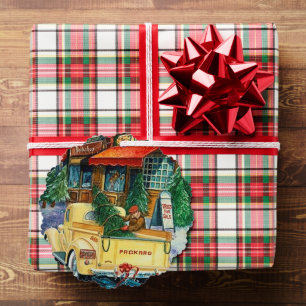 Retro vintage Christmas town add text Ornament Card