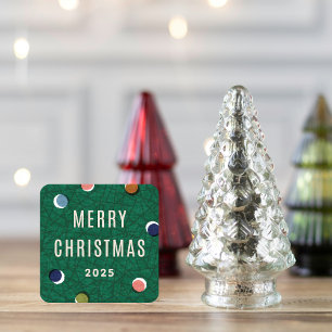 Retro Vintage Christmas Tree Colorful Dots Sticker