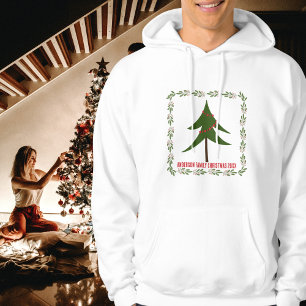 Retro Vintage Christmas Tree & Wreath Family Name Hoodie