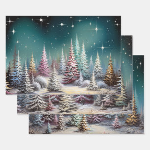 Retro Vintage Christmas Trio Style L Wrapping Paper Sheet