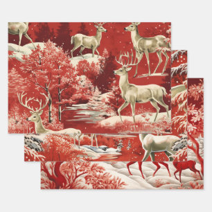 Retro Vintage Christmas Trio Style M Wrapping Paper Sheet