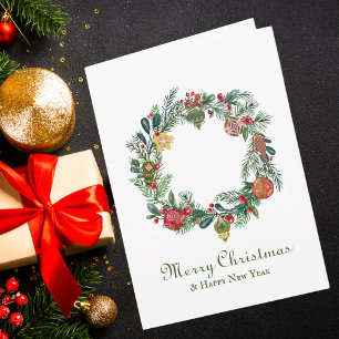 Retro Vintage Christmas Wreath & Ornaments Funny   Card