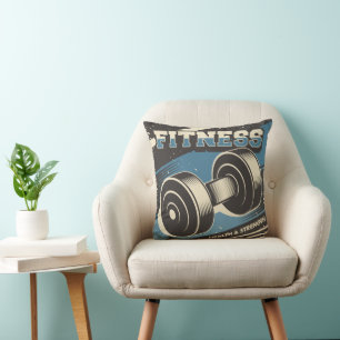 Retro Vintage Classic Blue Fitness Weight Throw Pillow
