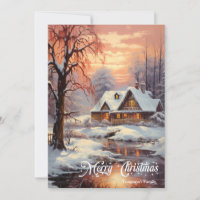 Retro vintage classic cozy winter night scene