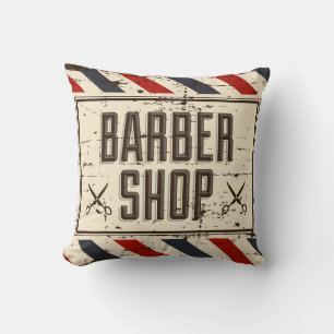 Retro Vintage Classic  Eye-Catching Barber Shop Throw Pillow
