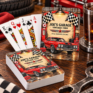 Retro Vintage Classic Garage Muscle Car Racing  Playing Cards