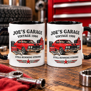 Retro Vintage Classic Garage Muscle Car Racing  Two-Tone Coffee Mug