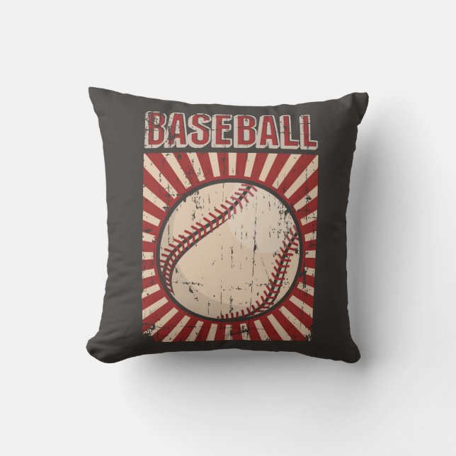Retro Vintage Classic Grunge Baseball  Throw Pillow (Front)
