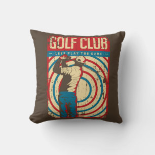 Retro Vintage Classic Grunge Brown Golfer Throw Pillow