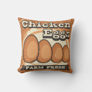 Retro Vintage Classic Grunge Chicken Eggs Throw Pillow