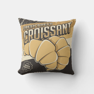 Retro Vintage Classic Grunge fresh Croissant Throw Pillow
