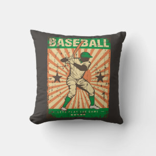 Retro Vintage Classic Grunge Green Baseball Player Throw Pillow