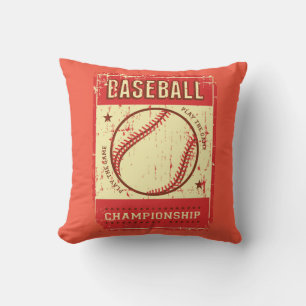 Retro Vintage Classic Grunge Pink Baseball   Throw Pillow