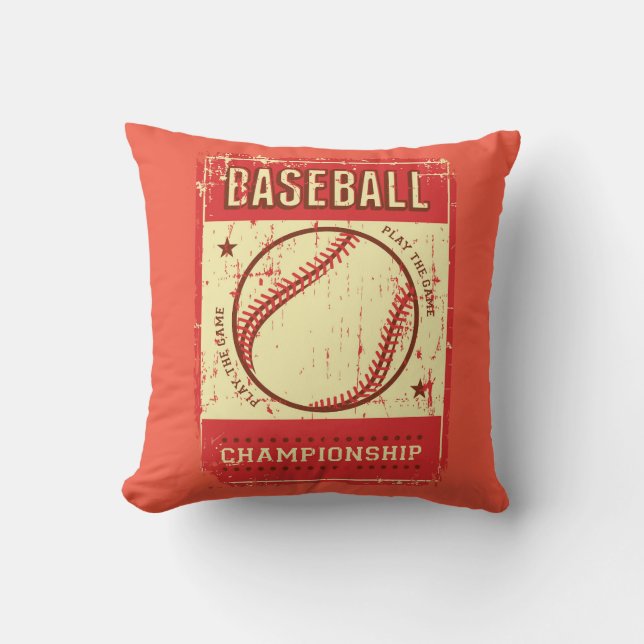 Retro Vintage Classic Grunge Pink Baseball   Throw Pillow (Front)