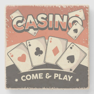 Retro Vintage Classic Grunge Poker Cards Stone Coaster