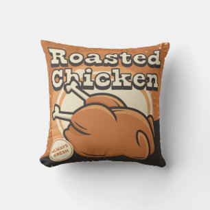Retro Vintage Classic Grunge  Roasted Chicken  Throw Pillow