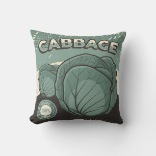 Retro Vintage Classic Grunge Vegetable cabbage Throw Pillow