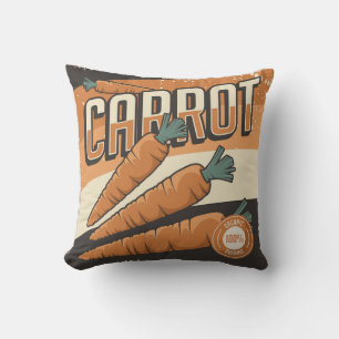 Retro Vintage Classic Grunge Vegetable carrot Throw Pillow
