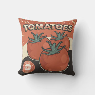 Retro Vintage Classic Grunge Vegetable tomatoes Throw Pillow