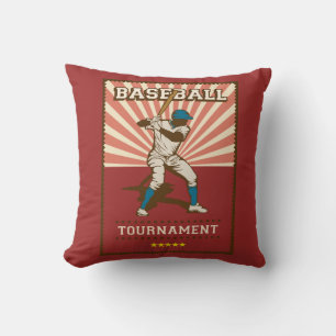 Retro Vintage Classic Red Baseball Champion  Throw Pillow