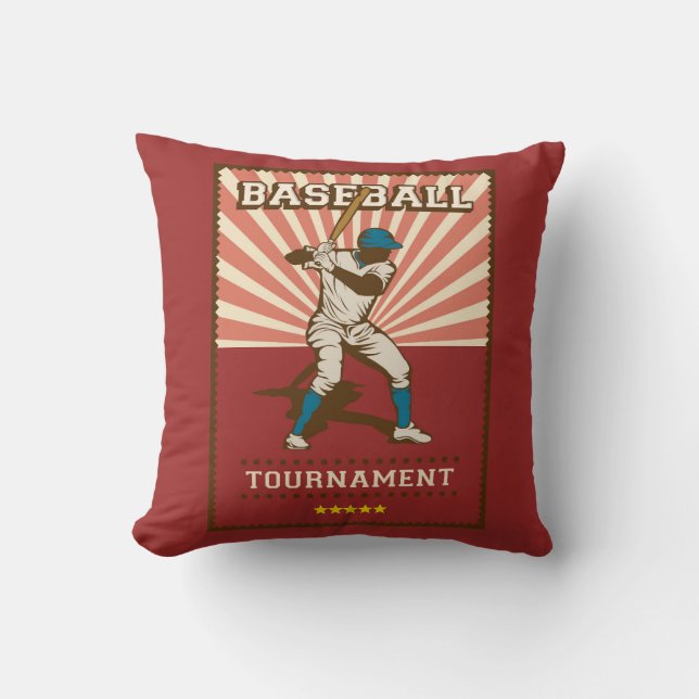 Retro Vintage Classic Red Baseball Champion  Throw Pillow (Front)