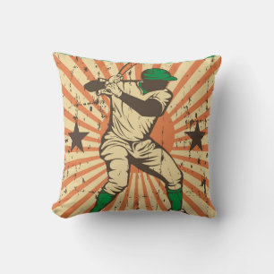 Retro Vintage Classic Star baseball player Throw Pillow