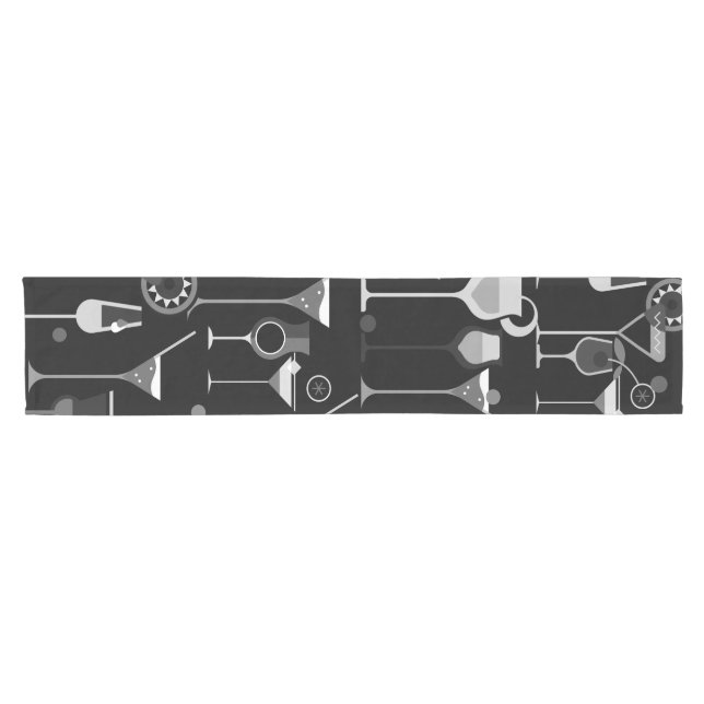 Retro Vintage Cocktail Pattern Short Table Runner (Horizontal)