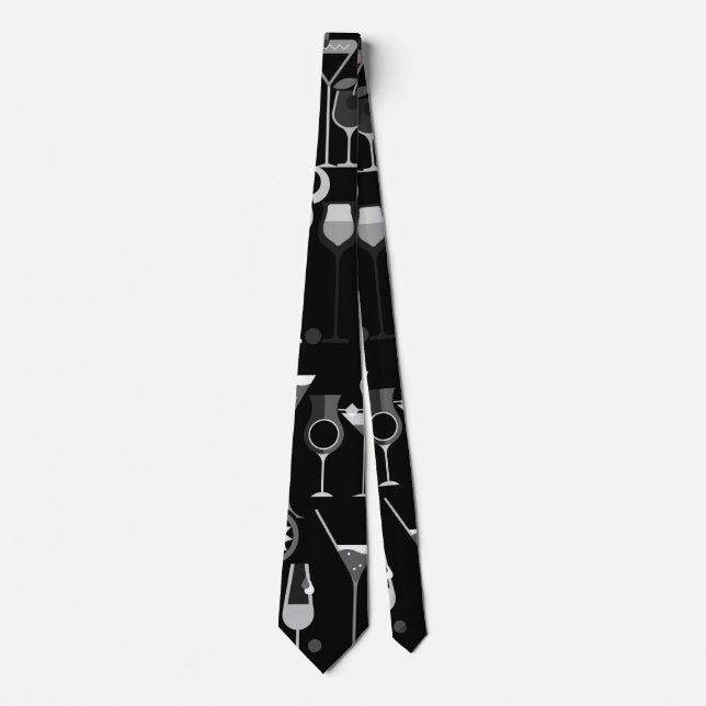 Retro Vintage Cocktail Pattern Tie (Front)