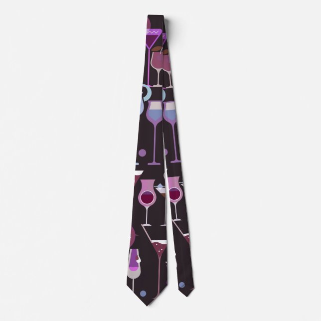 Retro Vintage Cocktail Pattern Tie (Front)