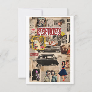 Retro Vintage Collage Happy Galentine’s Day Cards