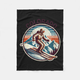 Retro vintage colorado ski resort winter skiing  fleece blanket