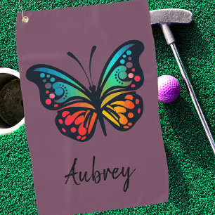 Retro Vintage Colourful Butterfly Golf Towel