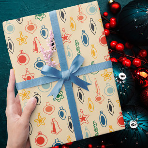 Retro Vintage Colourful Classic Christmas Ornament Wrapping Paper