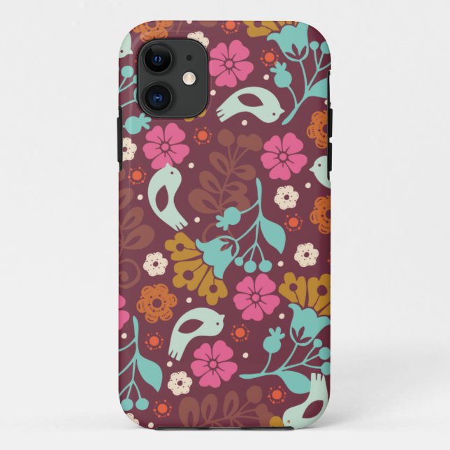 Retro Vintage Colourful Flowers Case (Back)