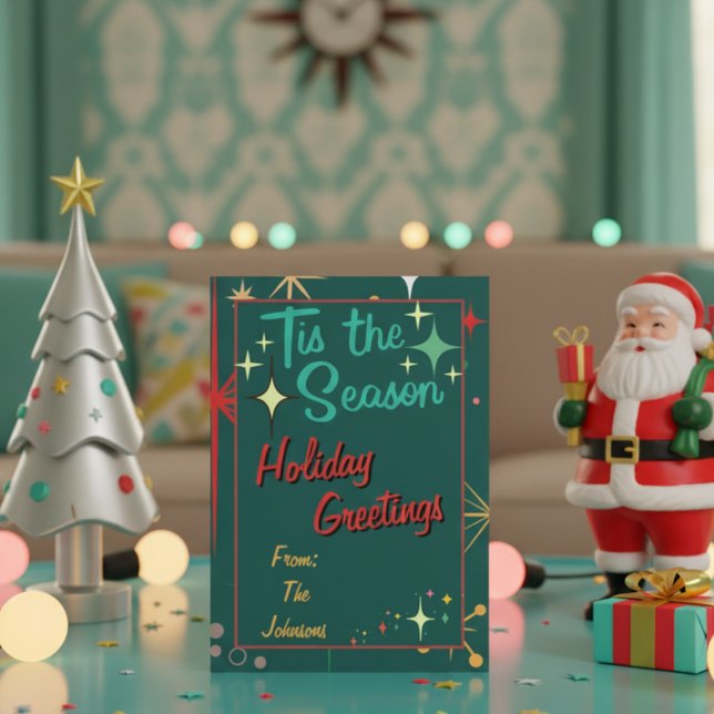 Retro Vintage Colourful Stars Christmas Card (Creator Uploaded)