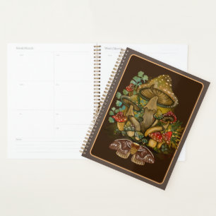 Retro Vintage colours Mushroom & Moth Art Planner