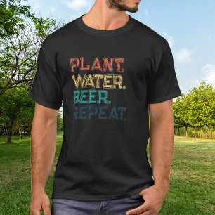 Retro Vintage Colours Plant Water Beer Repeat  T-Shirt