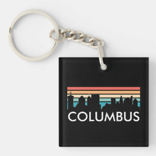Retro VIntage Columbus Ohio Skyline Keychain