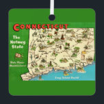 Retro, Vintage Connecticut Map Metal Ornament<br><div class="desc">A very old, retro postcard greeting from Connecticut.</div>