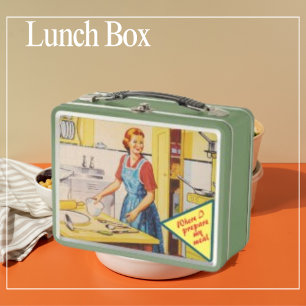 Retro Vintage  Cooking Kitchen Woman Lunch Boxes