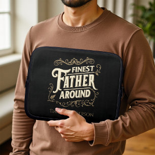 Retro Vintage Cool Elegant Typography Father's Day Laptop Sleeve