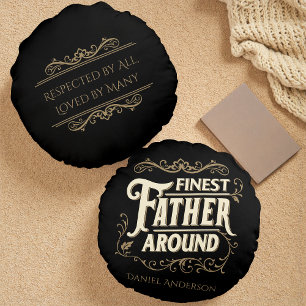 Retro Vintage Cool Elegant Typography Father's Day Round Pillow
