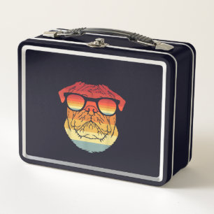 Retro Vintage Cool Pug Owner Gift Pet Dogs Metal Lunch Box